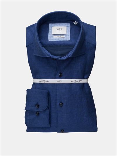 Eterna marineblå hørskjorte by1863 super soft. Slim Fit 2360 09 FS82